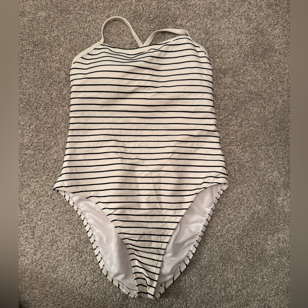Striped one piece bathing suit | M | mynah | NWT